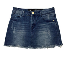Load image into Gallery viewer, Girls Cotton On, distressed stretch denim skirt, adjustable, L: 24cm, GUC, size 7,  