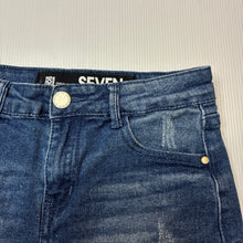 Load image into Gallery viewer, Girls Cotton On, distressed stretch denim skirt, adjustable, L: 24cm, GUC, size 7,  