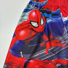 Load image into Gallery viewer, Boys purple, lightweight shorts, elasticated, Spiderman &amp; Batman, no size, W: 20cm across unstretched, EUC, size 3,  