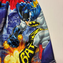 Load image into Gallery viewer, Boys purple, lightweight shorts, elasticated, Spiderman &amp; Batman, no size, W: 20cm across unstretched, EUC, size 3,  