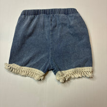 Load image into Gallery viewer, Girls blue, denim shorts, elasticated, GUC, size 6,  