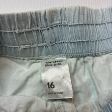 Load image into Gallery viewer, Girls Anko, lightweight chambray cotton shorts, elasticated, FUC, size 16,  