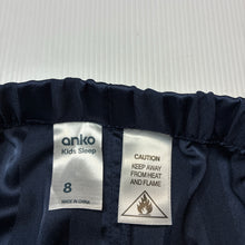 Load image into Gallery viewer, Girls Anko, navy satin pyjama shorts, EUC, size 8,  