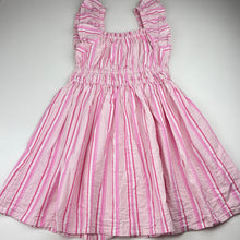 Load image into Gallery viewer, Girls Anko, pink stripe cotton dress, EUC, size 10, L: 68cm