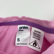 Load image into Gallery viewer, Girls Anko, pink cotton pyjama tee / top, EUC, size 5,  