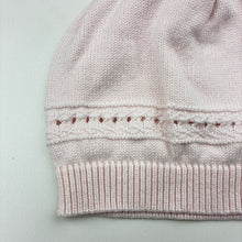 Load image into Gallery viewer, Girls pink, knit cotton hat / beanie, circumference: 48cm, EUC, size 12 months,  
