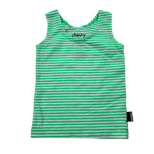 Load image into Gallery viewer, Unisex Bonds, green &amp; white stripe chesty singlet top, GUC, size 000,  