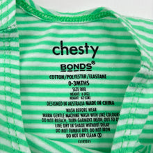 Load image into Gallery viewer, Unisex Bonds, green &amp; white stripe chesty singlet top, GUC, size 000,  