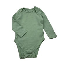 Load image into Gallery viewer, Unisex Higgledee, green cotton bodysuit / romper, EUC, size 00,  