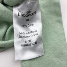 Load image into Gallery viewer, Unisex Higgledee, green cotton bodysuit / romper, EUC, size 00,  