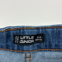 Load image into Gallery viewer, Boys LITTLE JUNIOR, blue denim jeans, adjustable, Inside leg: 17.5cm, FUC, size 1,  