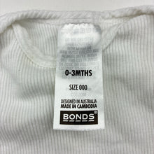 Load image into Gallery viewer, Unisex Bonds, white ribbed cotton bodysuit / romper, EUC, size 000,  