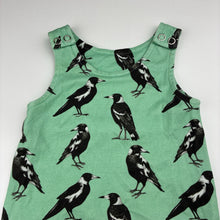 Load image into Gallery viewer, Unisex Dusty Road Apparel, soft feel organic cotton romper, magpies, EUC, size 000,  