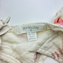 Load image into Gallery viewer, Girls purebaby, floral organic cotton summer dress, GUC, size 0, L: 39cm