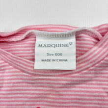 Load image into Gallery viewer, Girls Marquise, striped soft cotton long sleeve top, bird, EUC, size 000,  