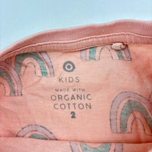 Load image into Gallery viewer, Girls Target, organic cotton tee / top, rainbows, GUC, size 2,  