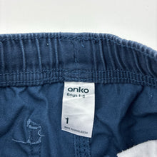 Load image into Gallery viewer, Boys Anko, navy cotton shorts, elasticated, GUC, size 1,  
