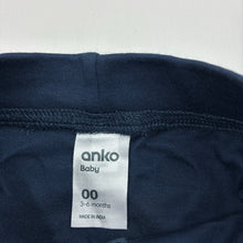 Load image into Gallery viewer, Unisex Anko, navy cotton shorts, elasticated, EUC, size 00,  