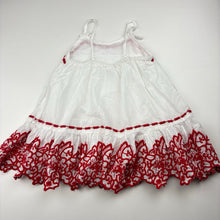 Load image into Gallery viewer, Girls Mango, lined red &amp; white cotton summer dress, GUC, size 2, L: 43cm