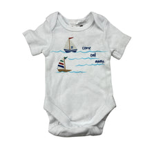 Load image into Gallery viewer, Boys Dymples, cotton bodysuit / romper, sailboats, EUC, size 00000,  