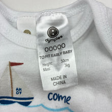 Load image into Gallery viewer, Boys Dymples, cotton bodysuit / romper, sailboats, EUC, size 00000,  