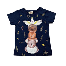 Load image into Gallery viewer, Unisex Monster Threads, navy cotton tee / top, Australian animals, EUC, size 00,  