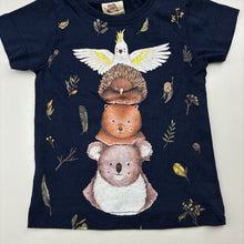 Load image into Gallery viewer, Unisex Monster Threads, navy cotton tee / top, Australian animals, EUC, size 00,  