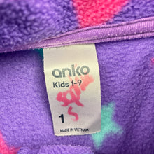 Load image into Gallery viewer, Girls Anko, fleece zip up sweater / jumper, pilling on cuffs, FUC, size 1,  