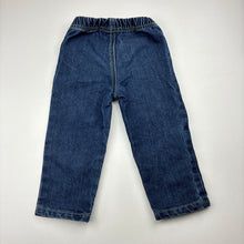 Load image into Gallery viewer, Unisex Guess, blue denim pants, elasticated, Inside leg: 26.5cm, GUC, size 1-2,  