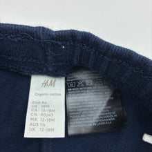 Load image into Gallery viewer, Unisex H&amp;M, navy organic cotton pants, elasticated, EUC, size 1-2,  