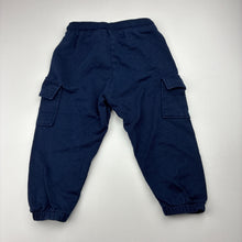 Load image into Gallery viewer, Unisex H&amp;M, navy organic cotton pants, elasticated, EUC, size 1-2,  