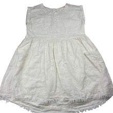 Load image into Gallery viewer, Girls Feather Drum, linen / organic cotton dress, small mark on chest, FUC, size 6, L: 60cm