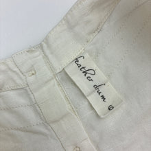 Load image into Gallery viewer, Girls Feather Drum, linen / organic cotton dress, small mark on chest, FUC, size 6, L: 60cm