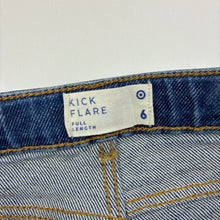 Load image into Gallery viewer, Girls Target, stretch denim kick flare jeans, adjustable, Inside leg: 49cm, light marks cuffs, FUC, size 6,  