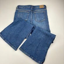 Load image into Gallery viewer, Girls Target, stretch denim kick flare jeans, adjustable, Inside leg: 49cm, light marks cuffs, FUC, size 6,  