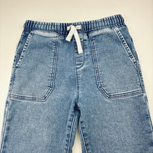 Load image into Gallery viewer, Boys 1964 Denim Co, stretch knit denim pants, elasticated, Inside leg: 57.5cm, marks right knee, FUC, size 10,  