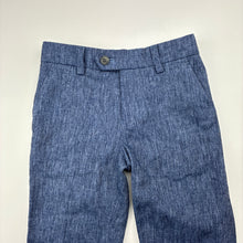Load image into Gallery viewer, Boys Next, blue marle linen blend pants, adjustable, Inside leg: 35cm, EUC, size 4,  