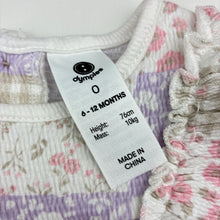 Load image into Gallery viewer, Girls Dymples, stretchy ruffle romper, EUC, size 0,  