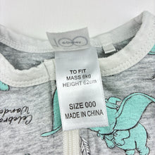 Load image into Gallery viewer, Unisex Disney, Dumbo stretchy zip coverall / romper, GUC, size 000,  