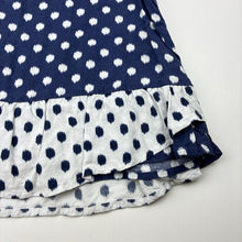 Load image into Gallery viewer, Girls M&amp;S, navy &amp; white spot viscose top, wash fade, FUC, size 7-8,  