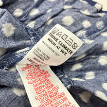 Load image into Gallery viewer, Girls M&amp;S, navy &amp; white spot viscose top, wash fade, FUC, size 7-8,  