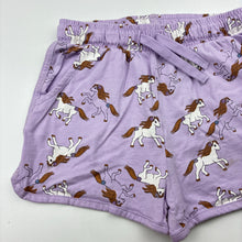 Load image into Gallery viewer, Girls KID, purple cotton shorts, elasticated, unicorns, EUC, size 7,  