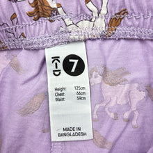Load image into Gallery viewer, Girls KID, purple cotton shorts, elasticated, unicorns, EUC, size 7,  