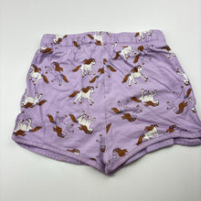 Load image into Gallery viewer, Girls KID, purple cotton shorts, elasticated, unicorns, EUC, size 7,  