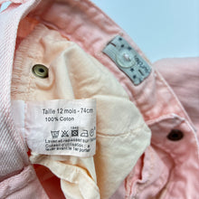 Load image into Gallery viewer, Girls bout'chou, denim pants, adjustable, Inside leg: 26.5cm, mark back left leg, FUC, size 12 months,  