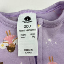 Load image into Gallery viewer, Girls Dymples, soft organic cotton zip coverall / romper, GUC, size 000,  
