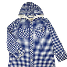 Load image into Gallery viewer, Boys OFFSPRING, checked cotton hooded shirt, L: 54cm, EUC, size 7-8,  