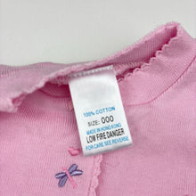 Load image into Gallery viewer, Girls pink, embroidered cotton sleepsack, EUC, size 000,  