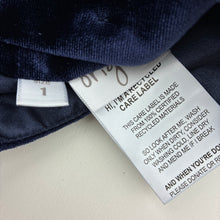 Load image into Gallery viewer, Girls Origami, navy velvet formal / party dress, EUC, size 1, L: 46cm