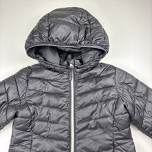 Load image into Gallery viewer, Unisex H&amp;M, black hooded puffer jacket / coat, GUC, size 3-4,  